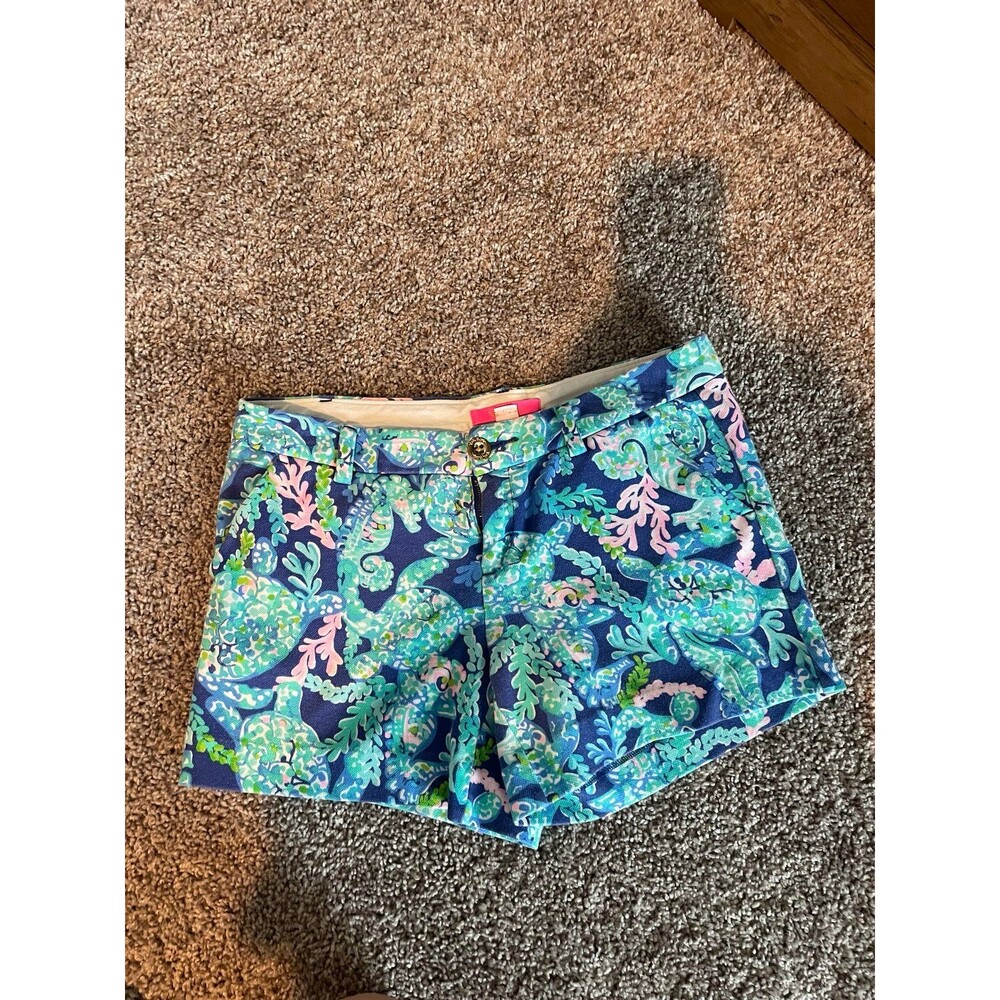 Lilly Pulitzer Callahan Shorts Turtle Villa Corsica Blue 5” EUC Size 6